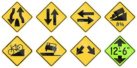 United States Warning Mutcd Road Signs Stock Illustration