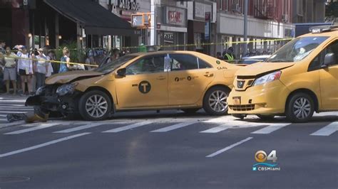 Cabs Crash Into People In New York Youtube