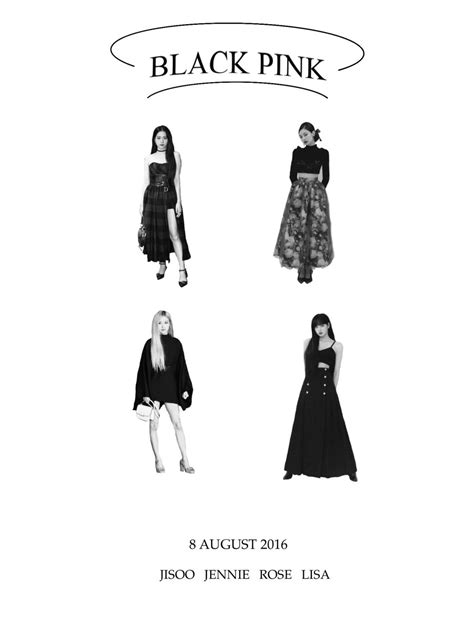 black pink magazine cover featuring four women in dresses