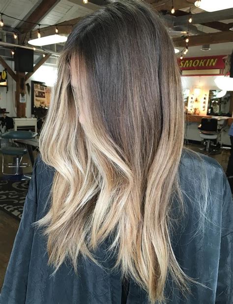 Straight Hair With Blonde Balayage Hair Color And Cut Ombre Hair Color Hair Colour Ombre Art