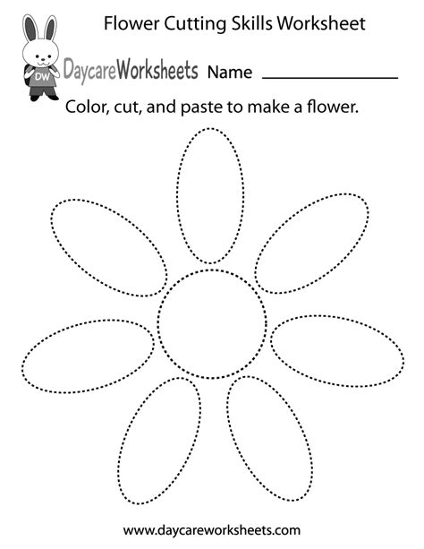Free Printable Flower Cutting Skills Worksheet For Preschool