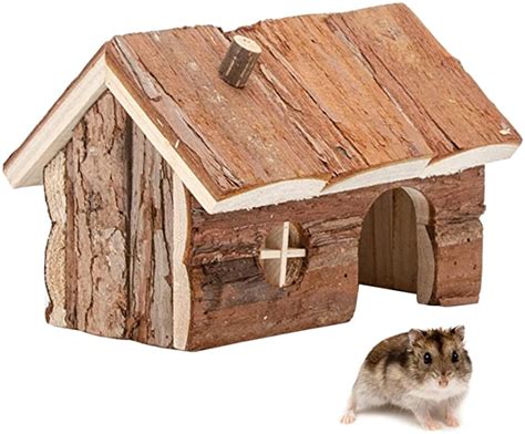 Esm Hamster Wooden Hideout House Natural Pet Rats Climbing