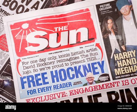The Sun Newspaper With Logo Designed By Artist David Hockney Stock
