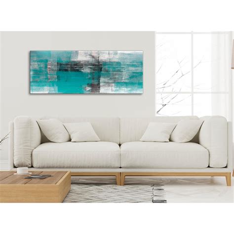 Sure, it may not offer the room the warm glow that other colors such as. Teal Black White Painting Living Room Canvas Wall Art ...