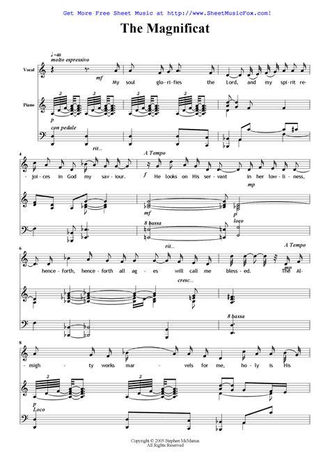 Free Sheet Music For The Magnificat Mcmanus Stephen By Stephen Mcmanus