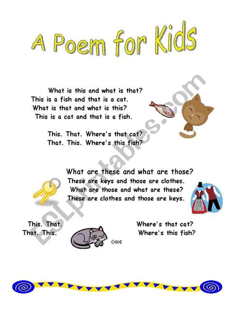 Poem For Kids Esl Worksheet By Sindelll