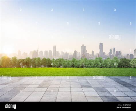 3d Rendering Roof Top Balcony Or Patio With Green Garden On Cityscape