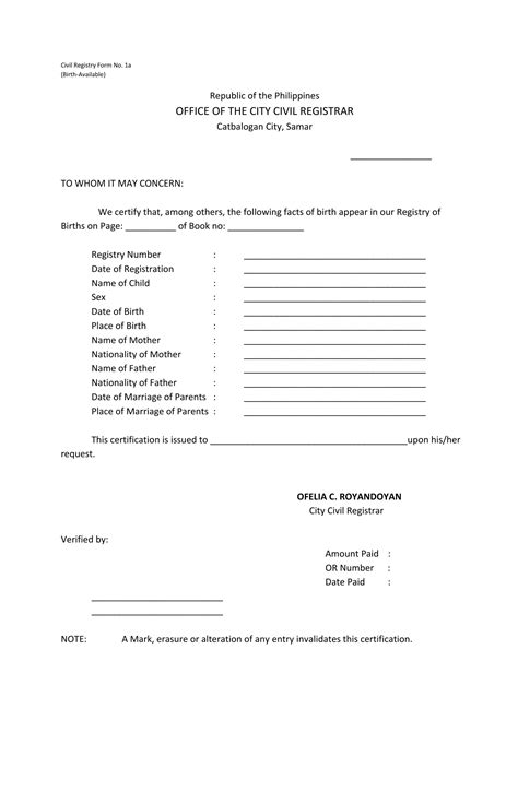 Form 1a Local Civil Registrar ≡ Fill Out Printable Pdf Forms Online