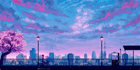 Anime Cityscape Landscape Scenery K Hd Anime K Wallpapers Images
