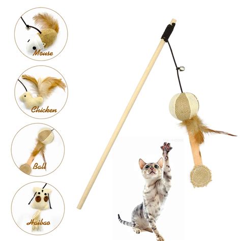 Interactive Funny Pet Cat Toys Mouse Feather Ball Toy For Cats Feather