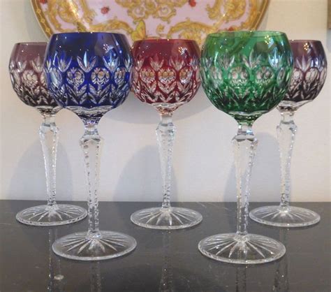 Ajka Hungary Florderis Crystal Wine Hocks Goblets Stems Glasses