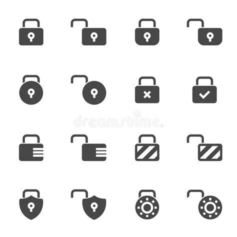 Vector Black Locks Icons Set Stock Illustration Illustration Of