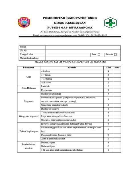 Form Resiko Jatuh Humpty Dumpty Pdf