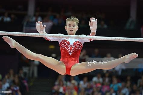 Russias Gymnast Anastasia Grishina Performs On The Uneven Bars
