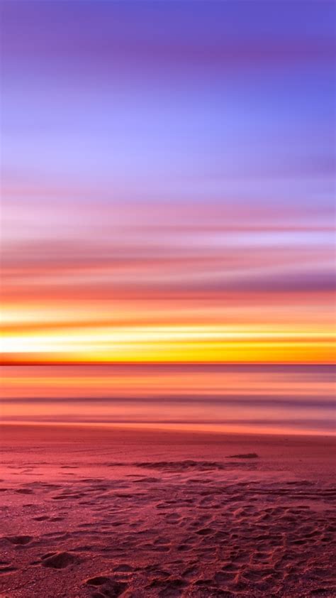 1080x1920 Purple Sky Beach Sunset Sand Footprints Iphone 76s6 Plus