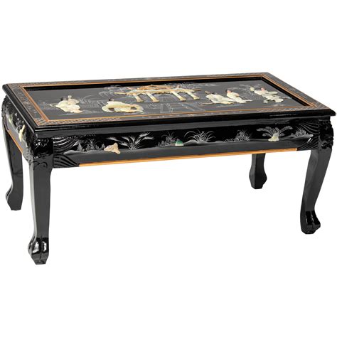 Oriental Furniture Black Lacquer Coffee Table Royal Ladies