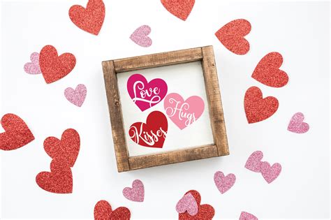Love Hugs Kisses SVG Cut File - Valentine SVG EPS DXF PNG