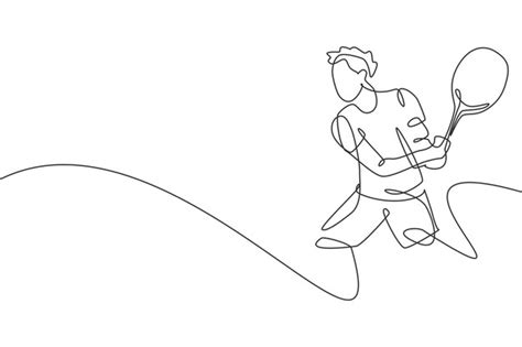 Premium Vector Single Continuous Line Drawing Young Agile Tennis