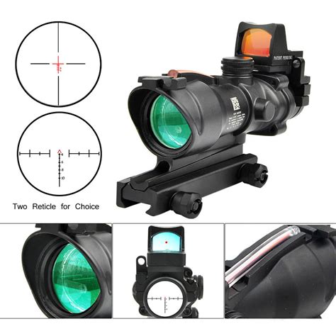 Spina 4x32 Acog Riflescope Reticle Hunting Red Dot Fiber Optic Sight