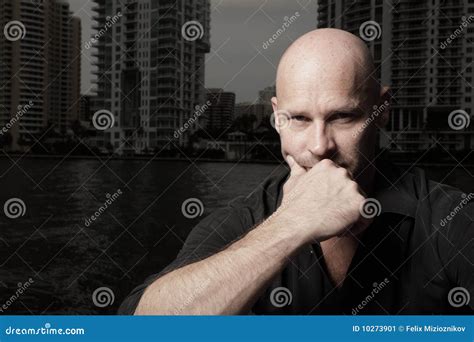 Bald Male Headshot Stock Image Image Of Attractive Touching 10273901