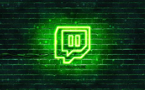 Download Wallpapers Twitch Green Logo 4k Green Brickwall Twitch Logo