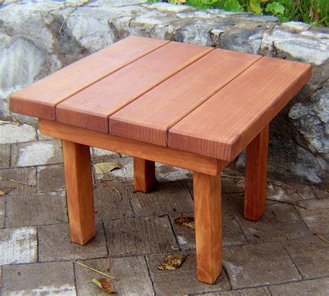 The furniture functions well in. Small Square Solid Redwood Side Table for Outdoors