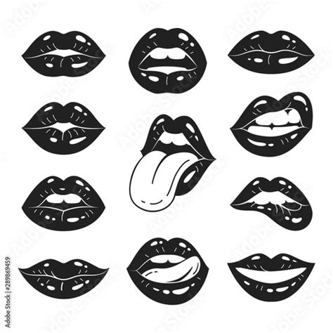 Lips Collection Vector Illustration Of Sexy Women S Black And White Sexiz Pix