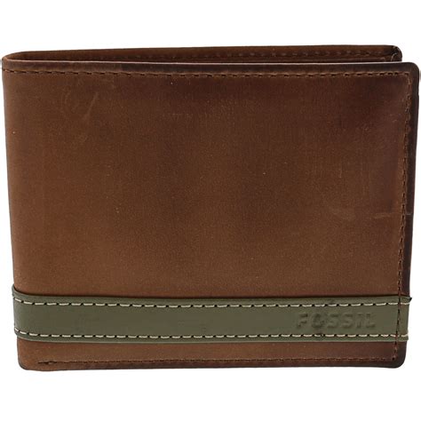 Fossil Fossil Mens Quinn Flip Id Bifold Leather Wallet Olive