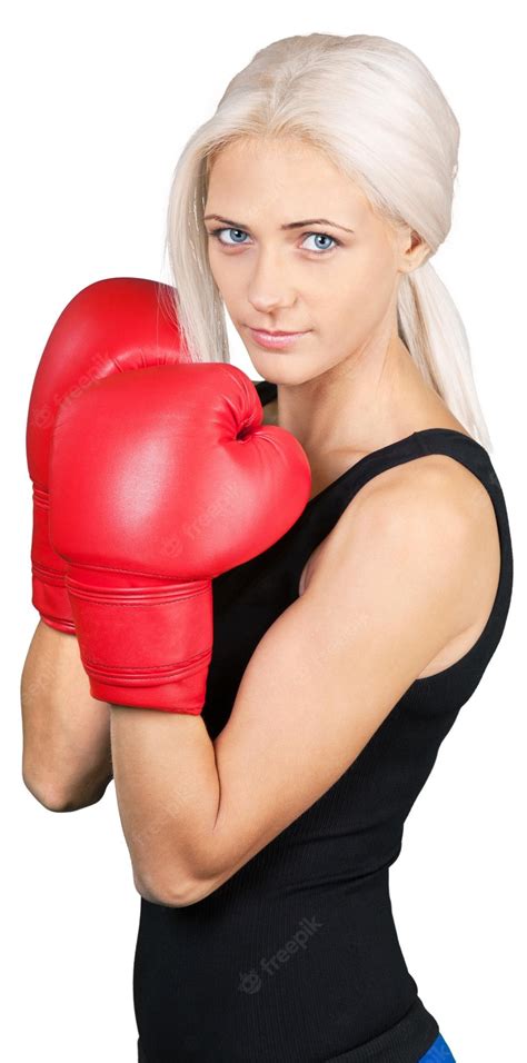 premium photo woman wearing boxing gloves isolated on white