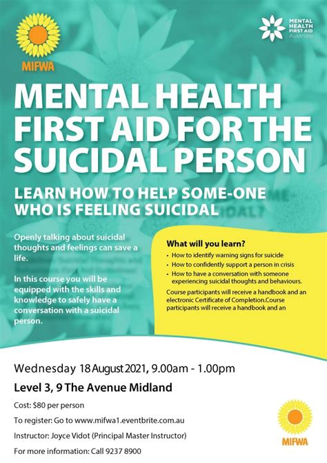 Mental Health First Aid For The Suicidal Person Mental Illness
