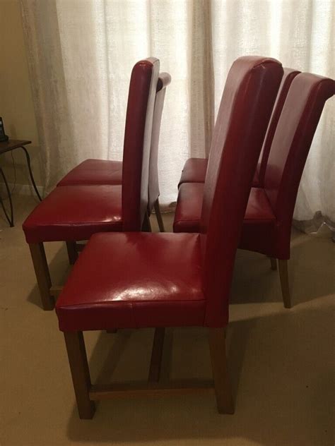 5 Red Leather High Back Dining Chairs In Marlow Buckinghamshire