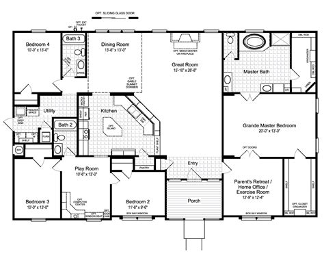 Floor Plan The Hacienda Ii Vrwd66a3 Or Vr41664a Modular Home Floor