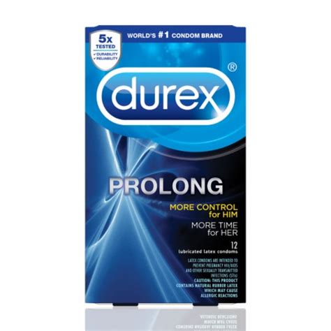 Durex Prolong Condoms Ultra Fine Ribbed Dotted With Delay Lubricant 12 Count Pack Of 2 2