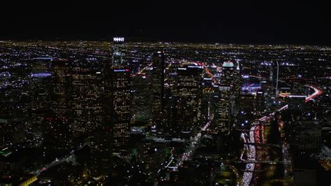 5k Stock Footage Aerial Video Orbit Downtown Los Angeles High Rises At