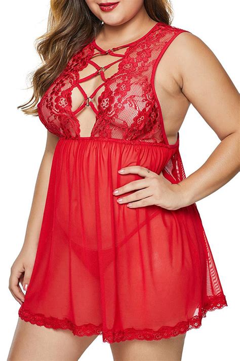 Lovely Sexy Hollow Out Red Babydolls Babydolls Chemise Sexy Lingerie