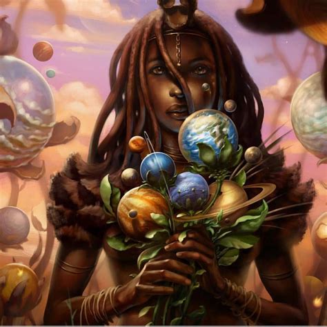 A Woman With Dreadlocks Holding Flowers In Front Of An Image Of The Earth