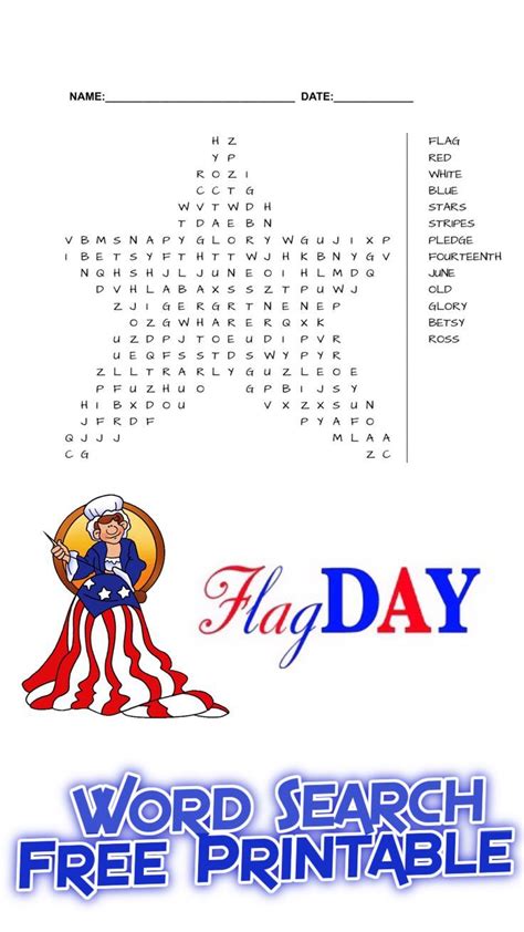 Flag Day Word Search Free Printable Free Printables Free Educational