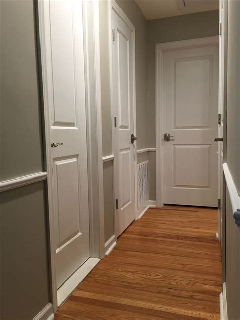 Edge gap will be caulked, and nail holes patched and smoothed. Chair rail molding | Tall cabinet storage, Chair rail ...