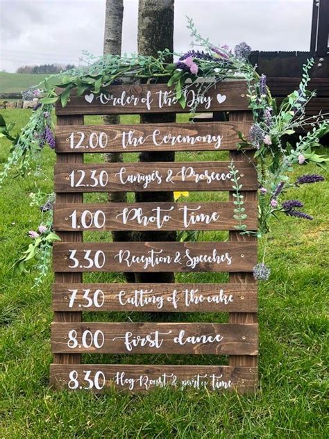 Order Of The Day Wedding Sign Rustic Wood Wedding Pallet Etsy