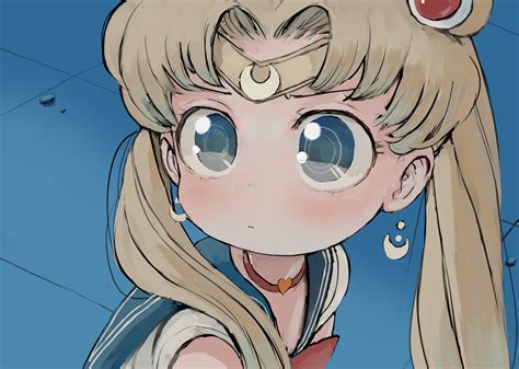 Safebooru Girl Bangs Bishoujo Senshi Sailor Moon Blonde Hair Blue Background Blue Eyes Blue
