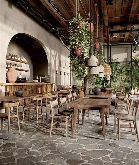 Restaurant La Mesa On Behance Rustic Restaurant Interior Modern