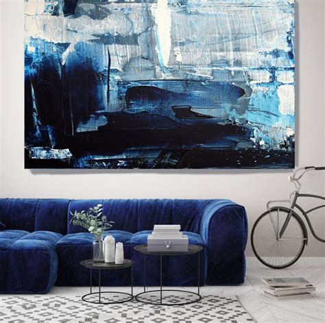 Oversized Abstract Wall Art Blue Adr Alpujarra