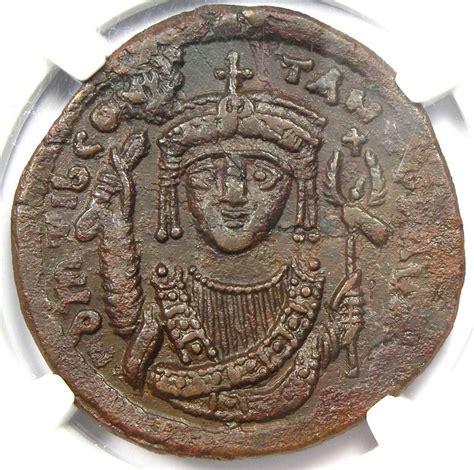 Byzantine Tiberius Ii Constantine Ae Follis Coin 578 582 Ad Ng