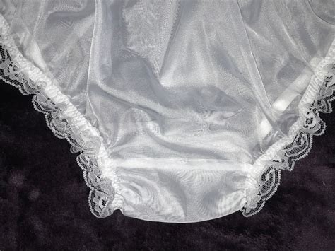 vintage style bridal white ruffled sissy tanga knickers panties sheer soft nylon size large etsy