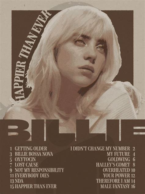 Billie Eilish Happier Than Ever Album Poster Music Poster Vintage
