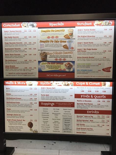 Menu At Andys Frozen Custard Fast Food Blue Springs Nw Hwy 7