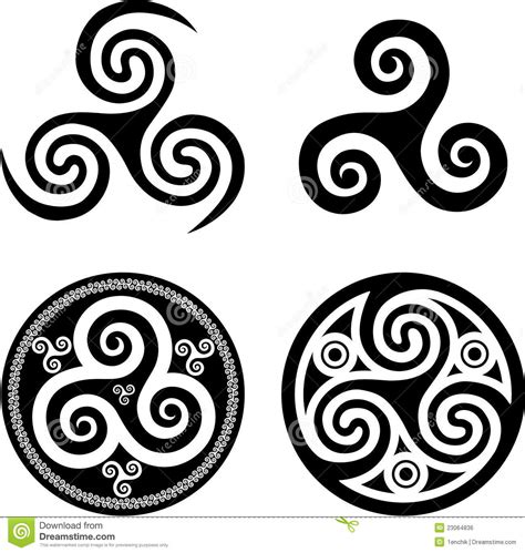 Black Celtic Triskels Royalty Free Stock Image - Image: 23064836