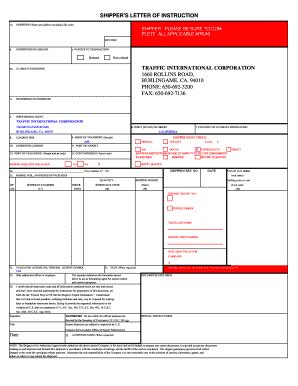 Generic Shipper S Letter Of Instruction Template Infoupdate Org