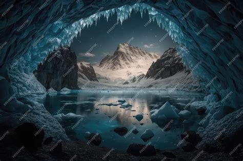 Premium Ai Image A Mysterious Frozen Cavern With Glimmering Ice