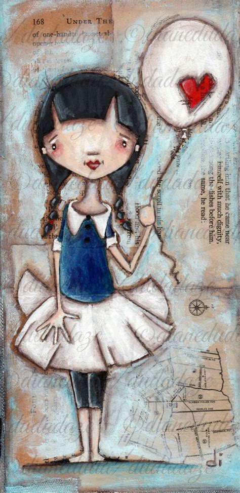Original Mixed Media Girls With Heart Art Hold On By